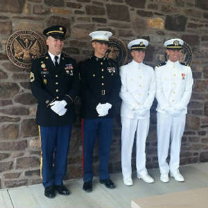 Sgt Jeff Parker (Army) Cpt Jacob Lethin (USMC) Cadet Cullin Lethin (Navy) LTJG Maclean Lethin (Navy)